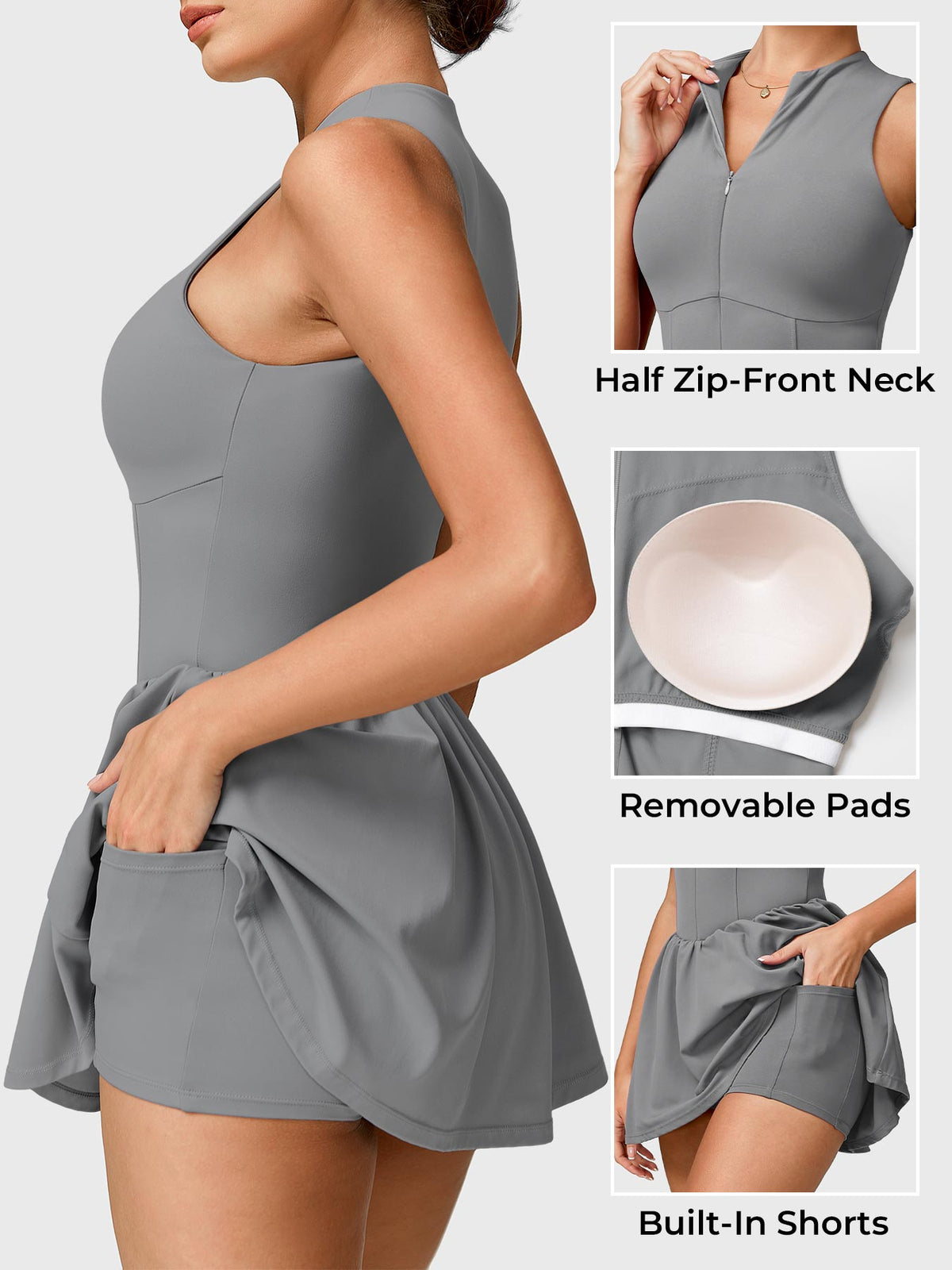 Vestido de Tenis CoreFlex con Cierre