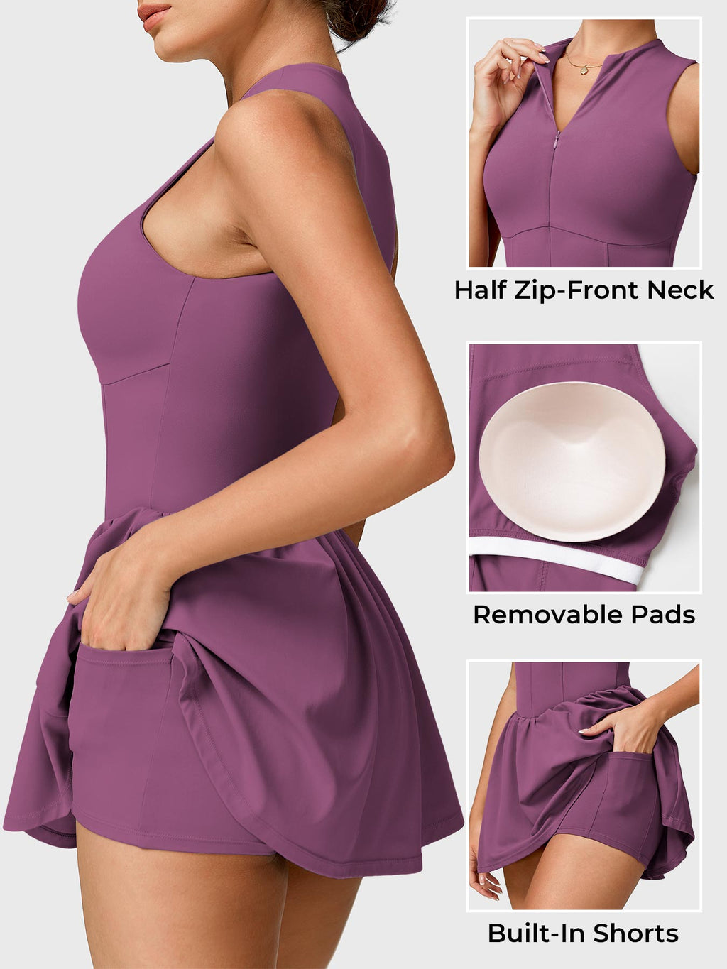 Vestido de Tenis CoreFlex con Cierre