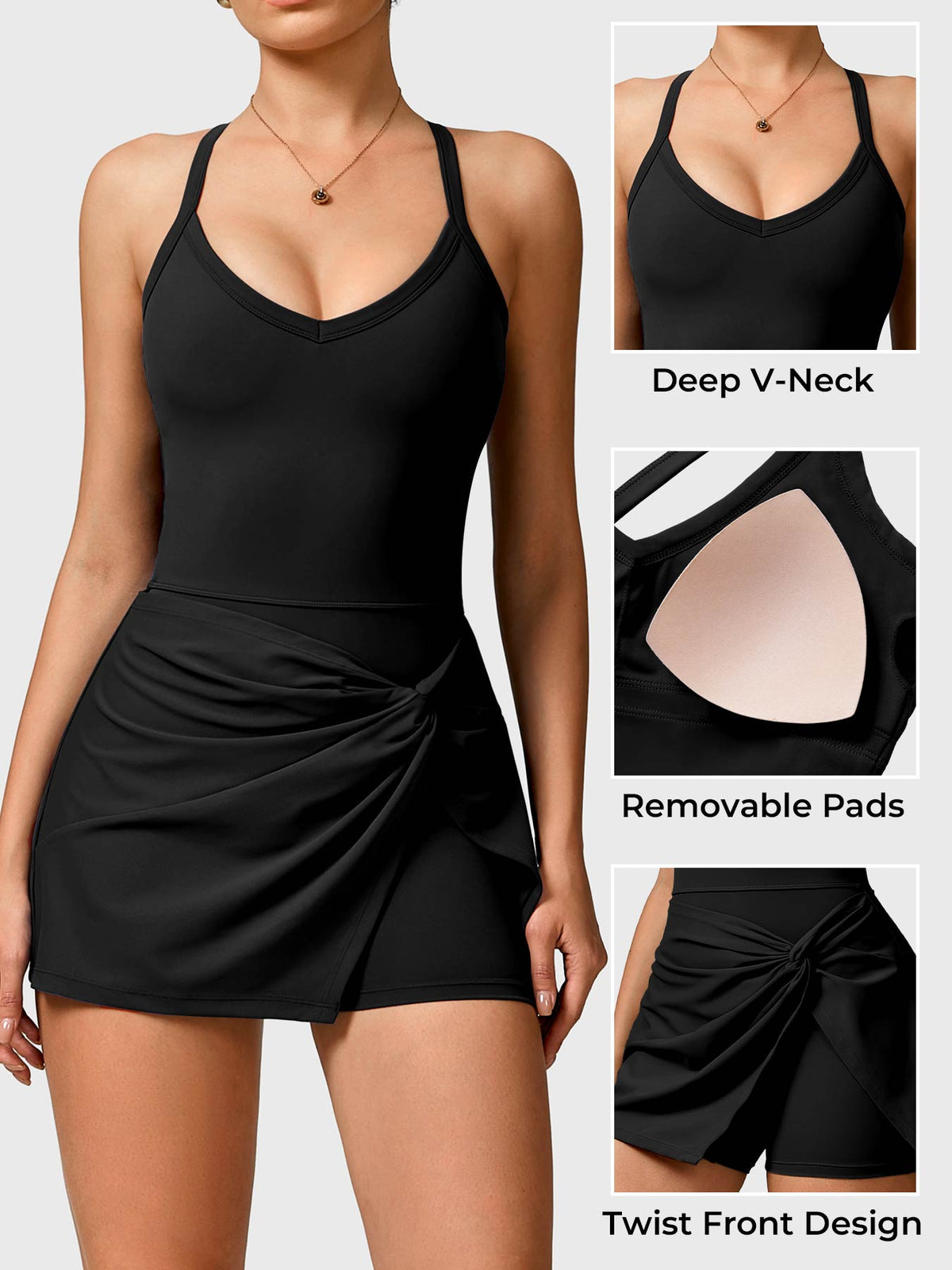 Vestido de Tenis CoreFlex con Frente Torcido