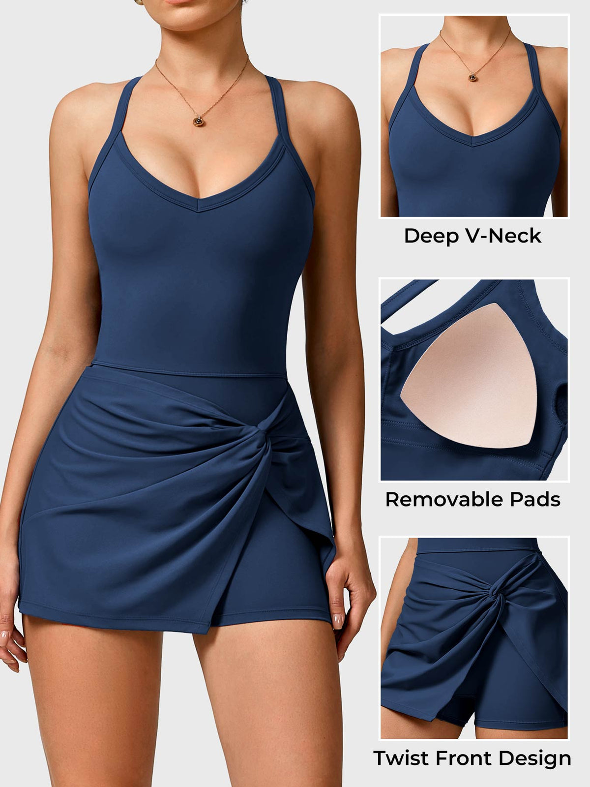 Vestido de Tenis CoreFlex con Frente Torcido