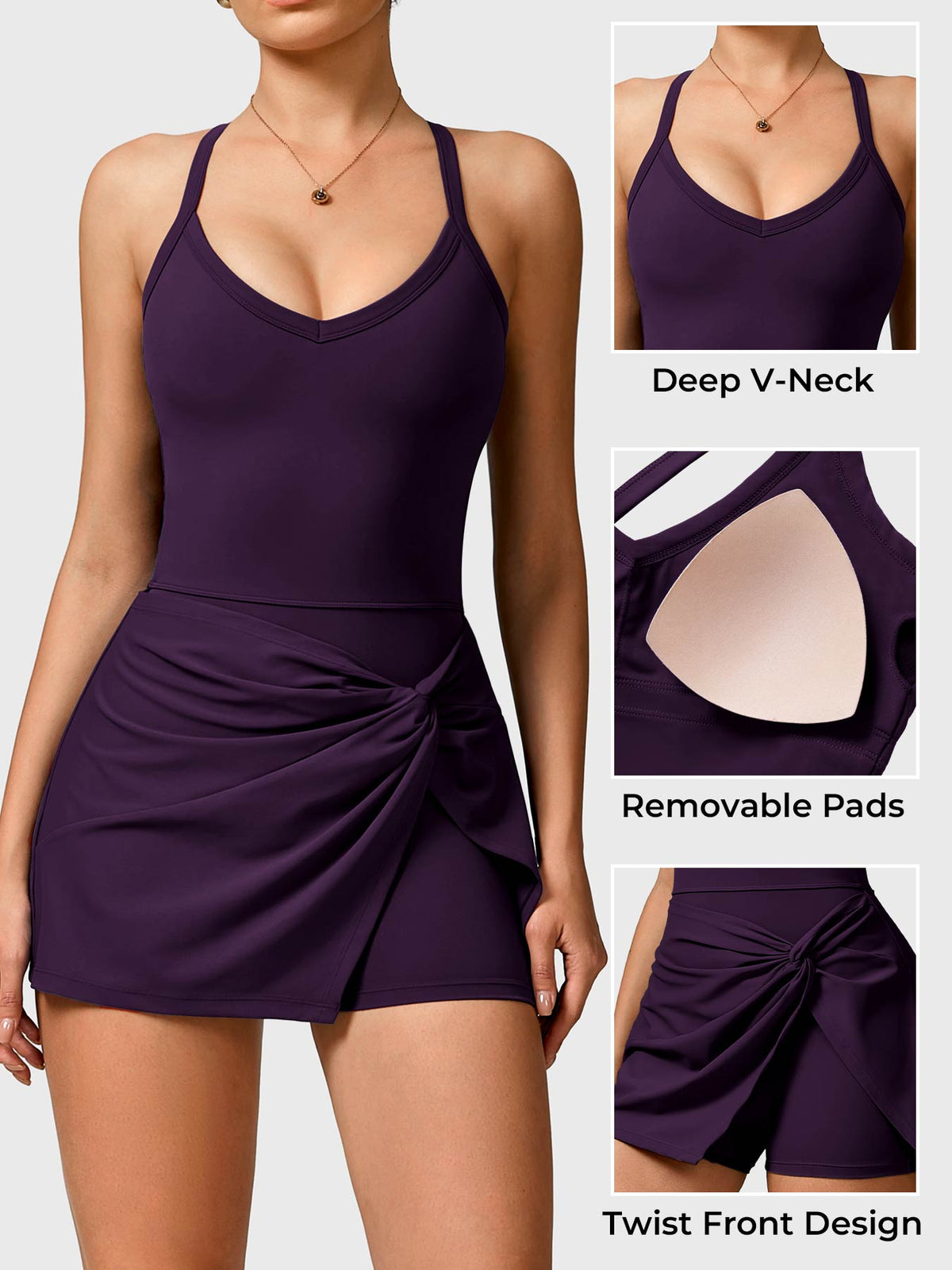 Vestido de Tenis CoreFlex con Frente Torcido