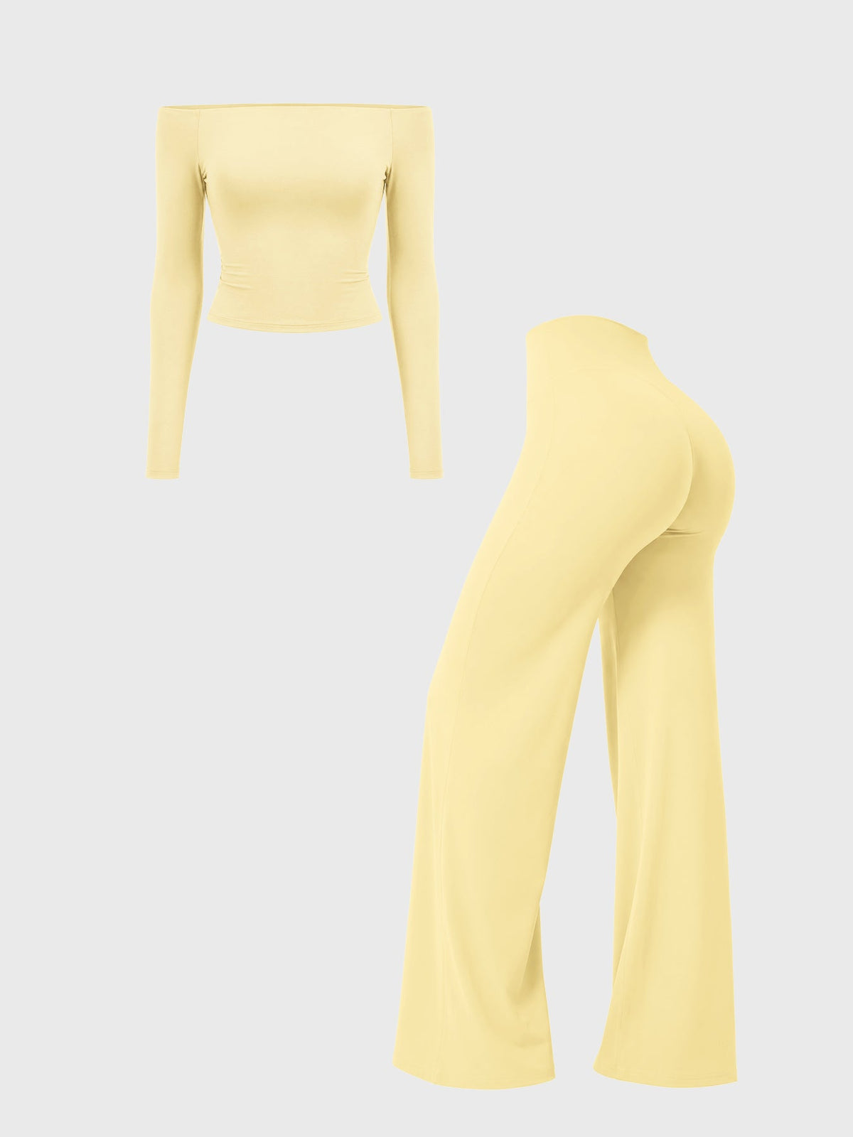Conjunto Ease Estilo Y2K de Hombros Descubiertos con Leggings Rectos