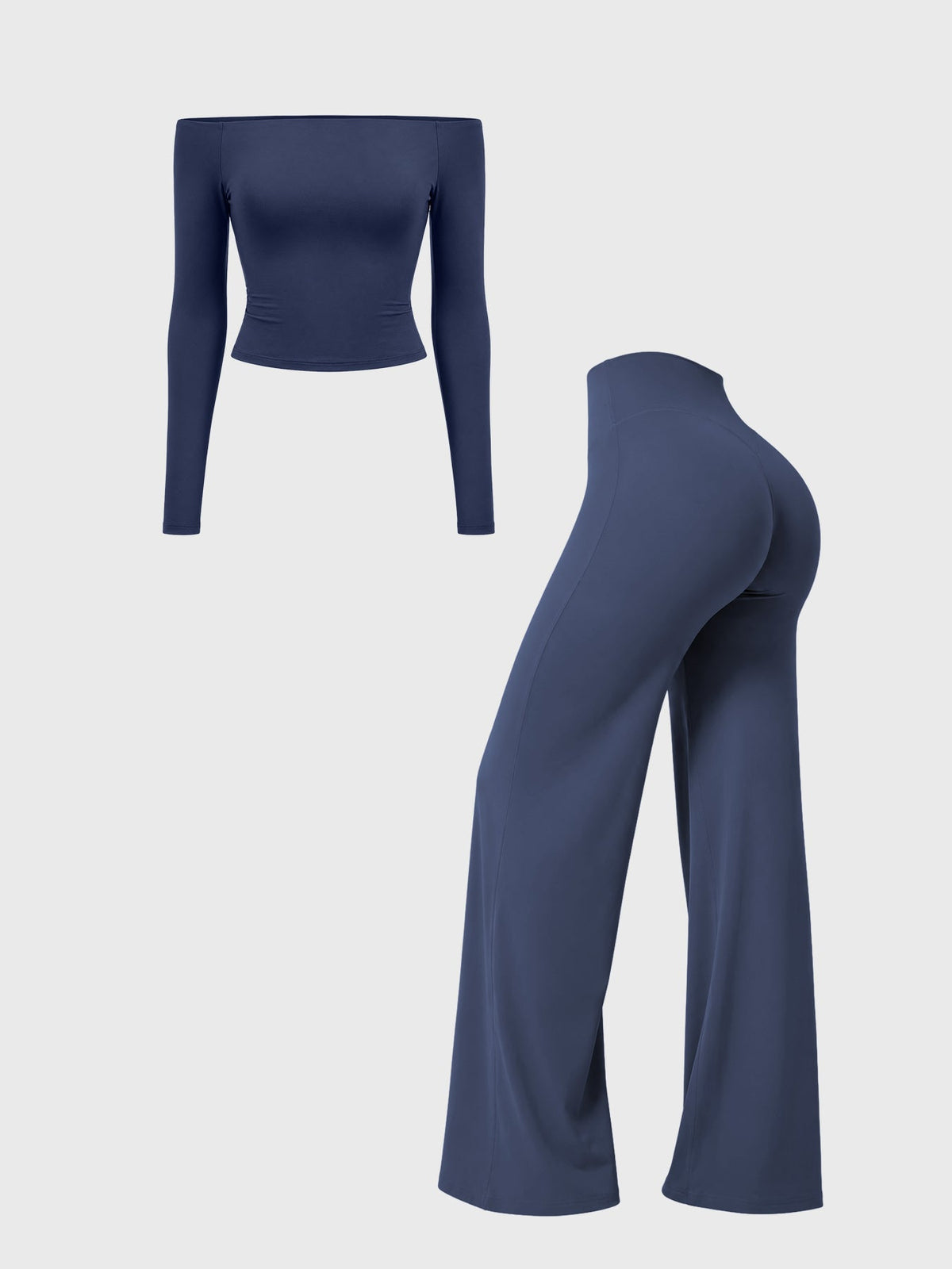 Conjunto Ease Estilo Y2K de Hombros Descubiertos con Leggings Rectos