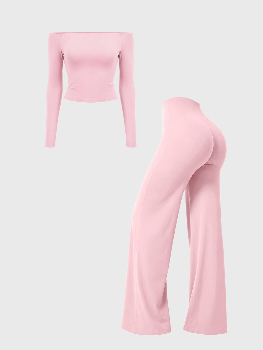 Conjunto Ease Estilo Y2K de Hombros Descubiertos con Leggings Rectos