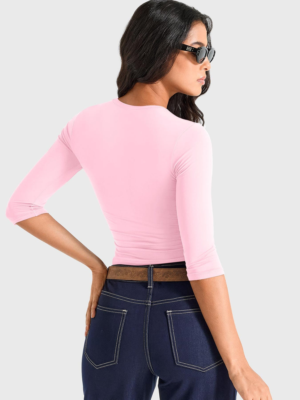 Top Ease de Cuello Redondo y Manga 3/4
