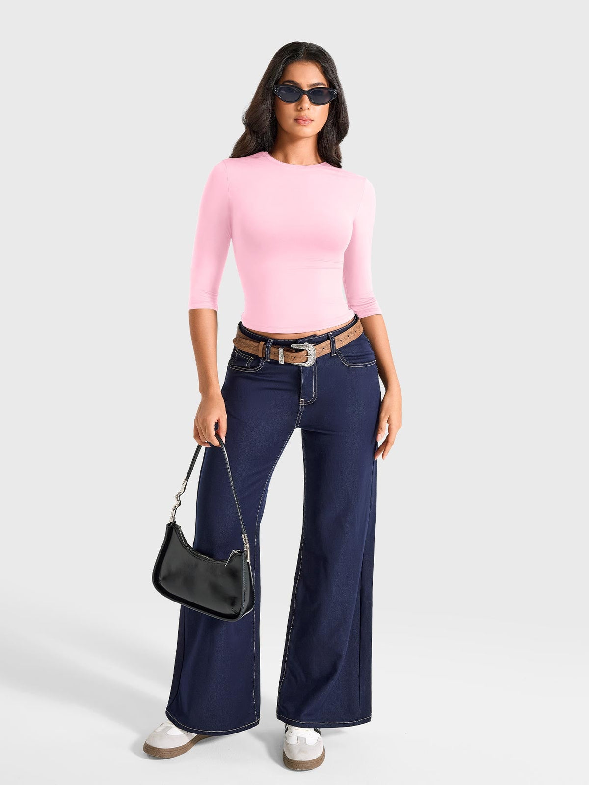 Top Ease de Cuello Redondo y Manga 3/4