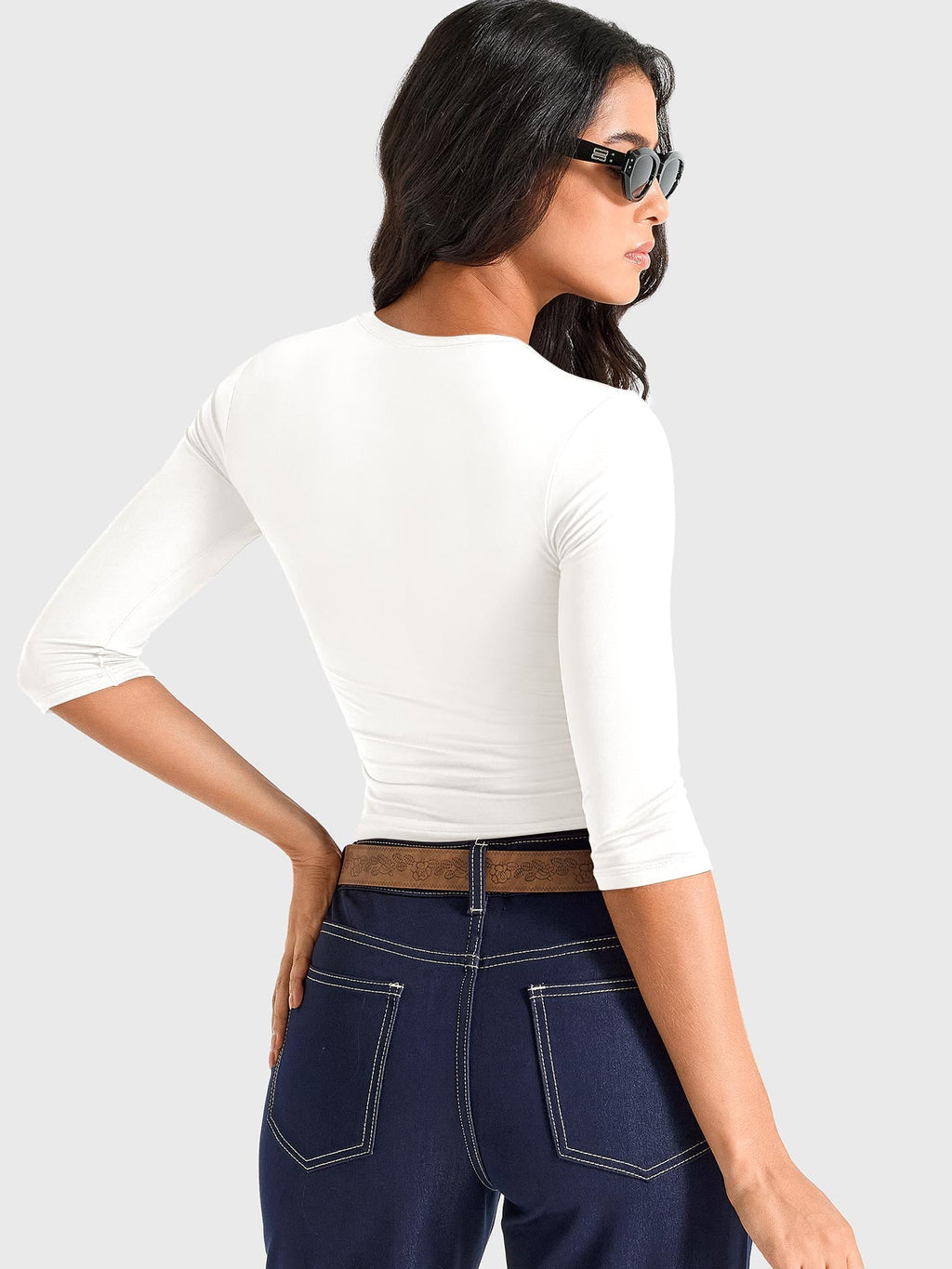 Top Ease de Cuello Redondo y Manga 3/4