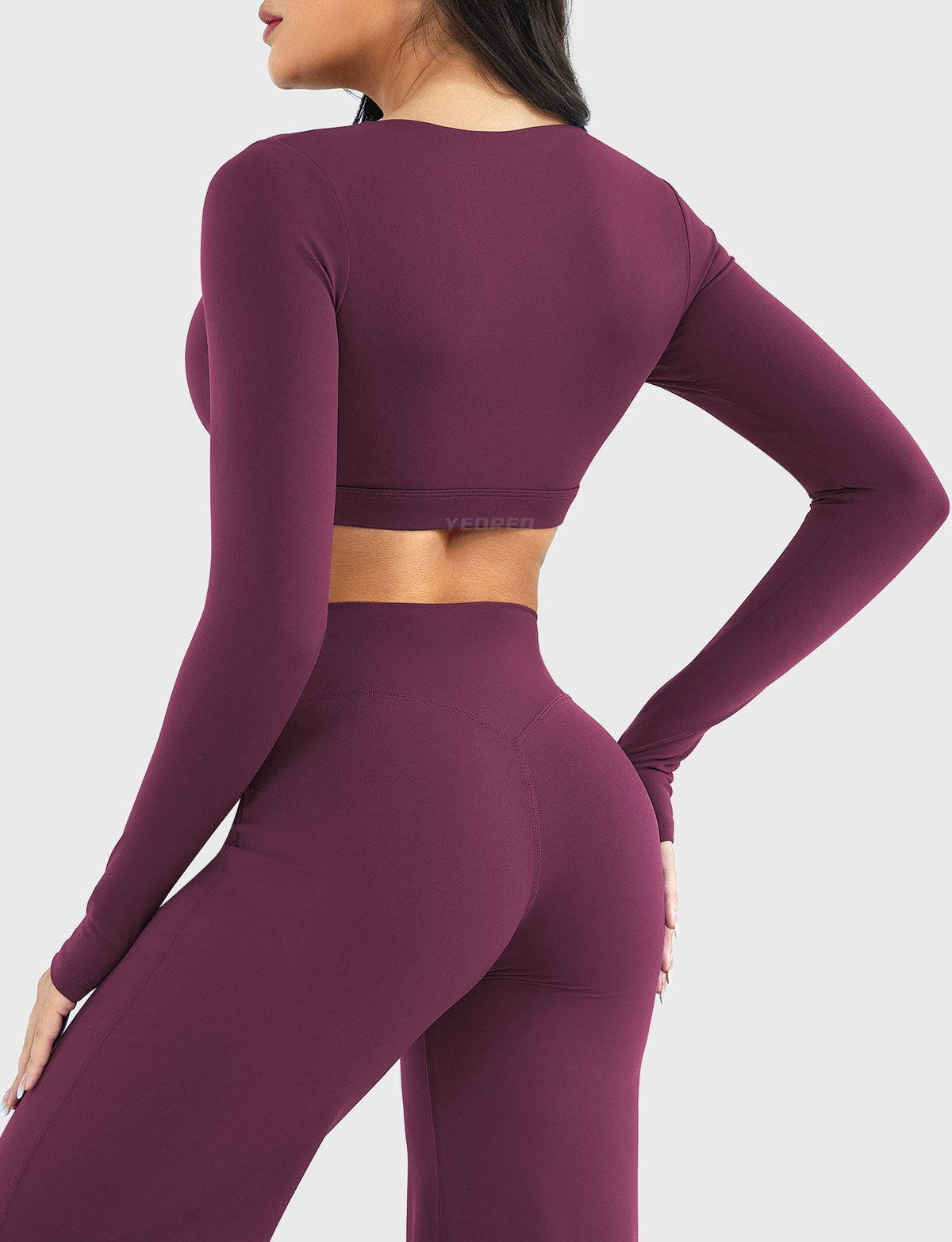 Top Corto CoreFlex de Manga Larga con Cuello en V