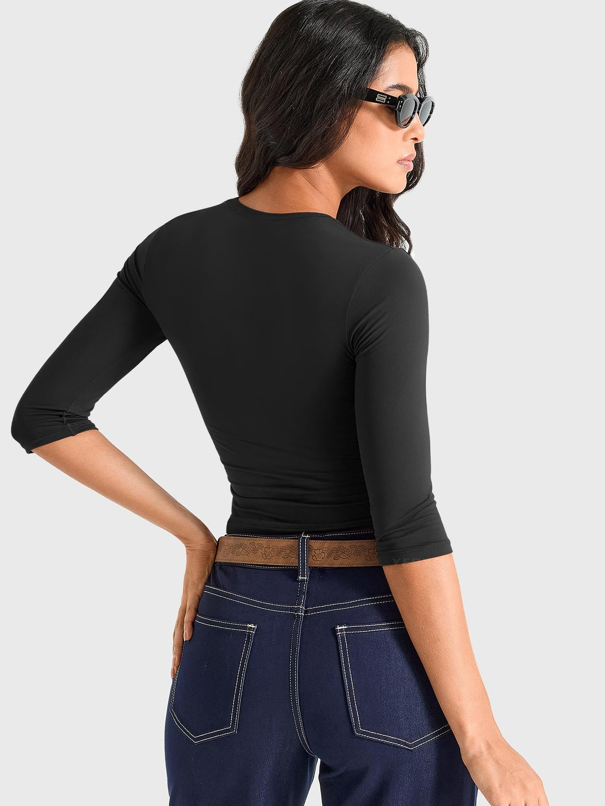 Top Ease de Cuello Redondo y Manga 3/4