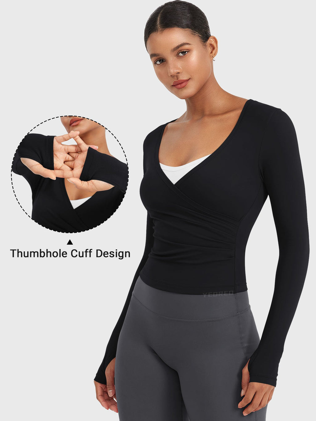 Top Ease de Manga Larga con Cuello en V