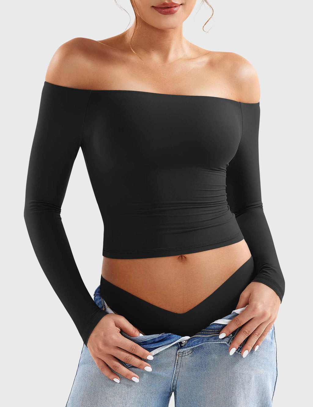 Conjunto Ease Estilo Y2K de Hombros Descubiertos con Leggings Capri