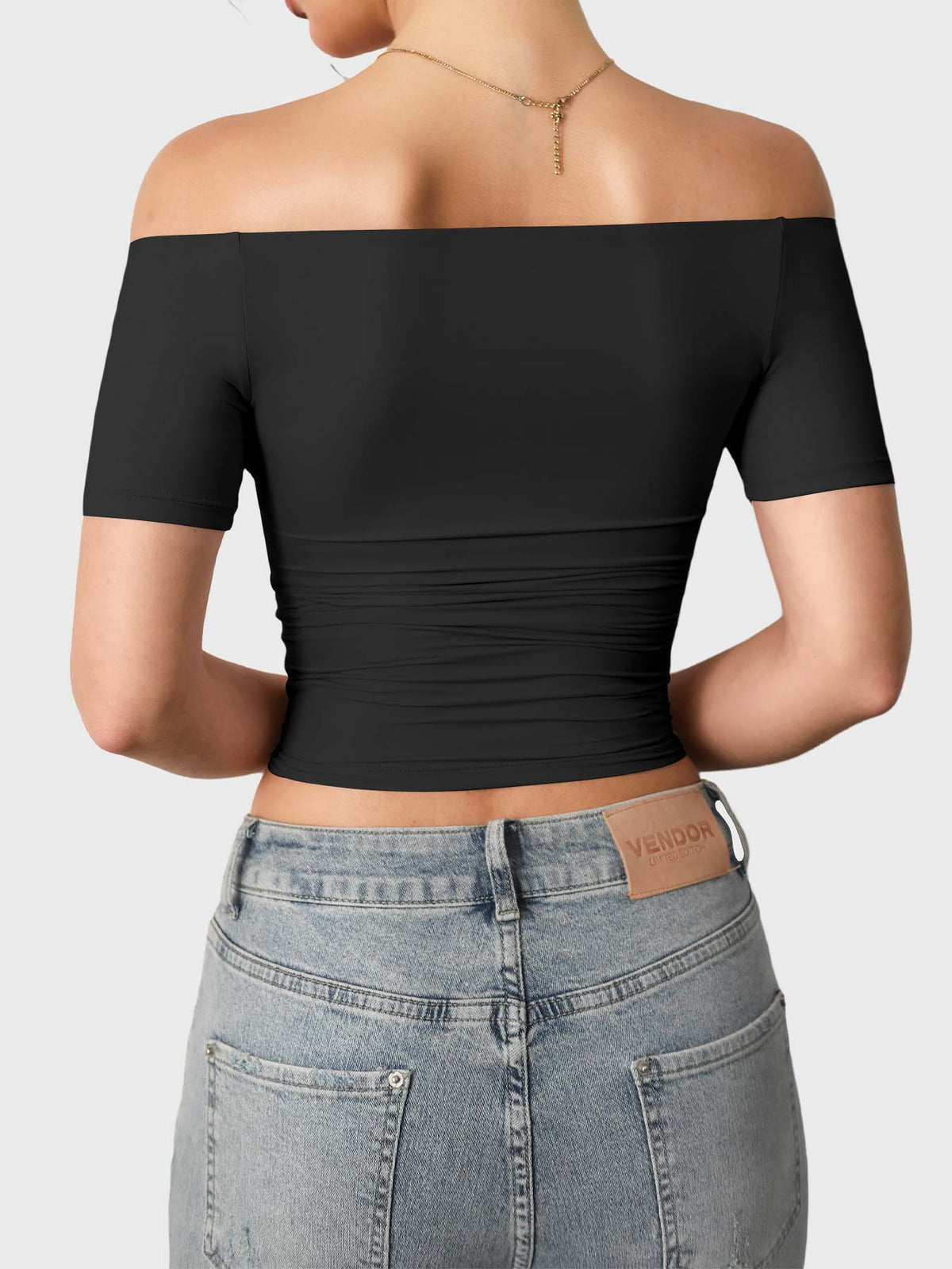 Top Ease de Hombros Descubiertos y Manga Corta