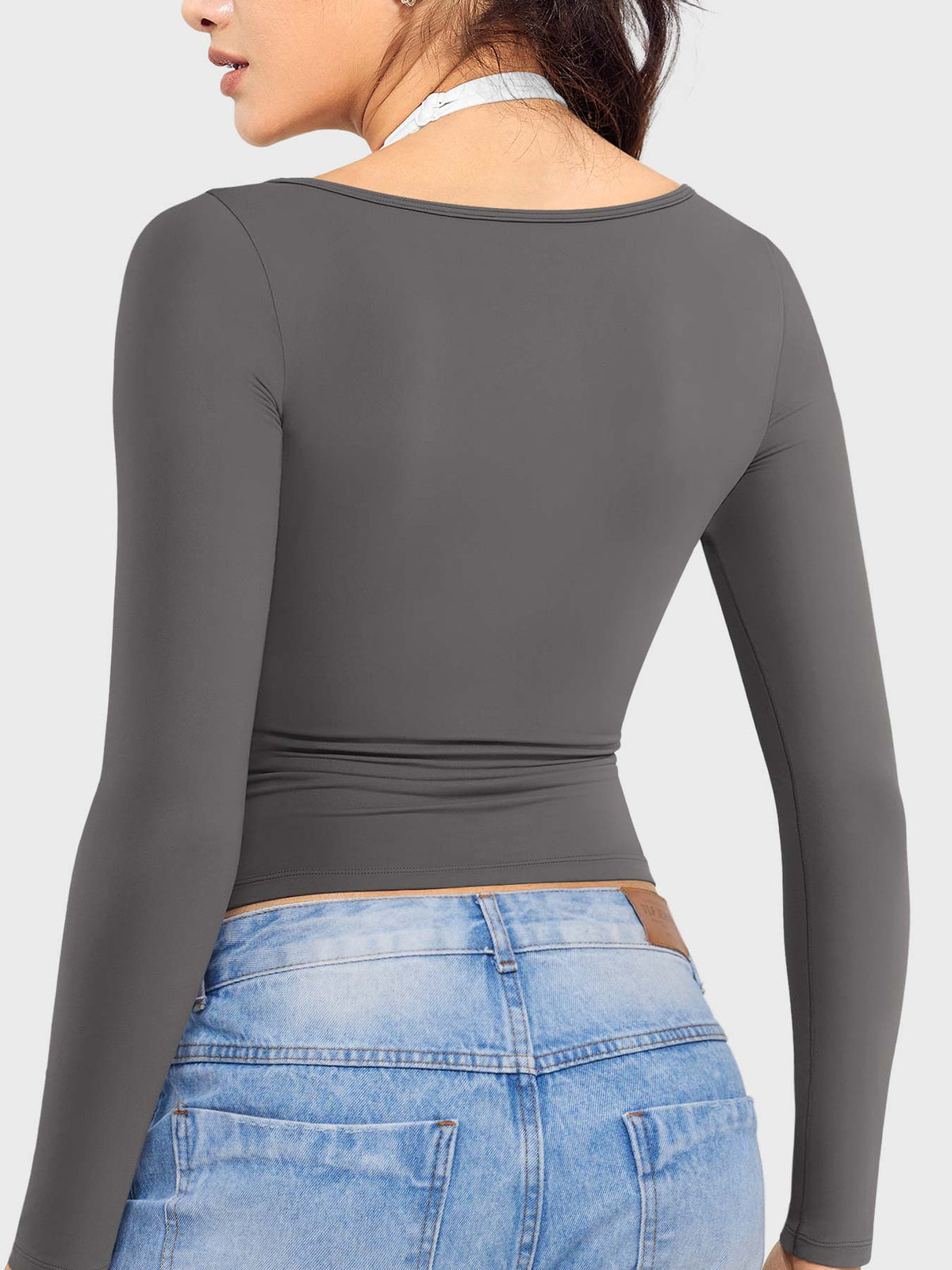 Top Ease de Manga Larga con Cuello Cuadrado