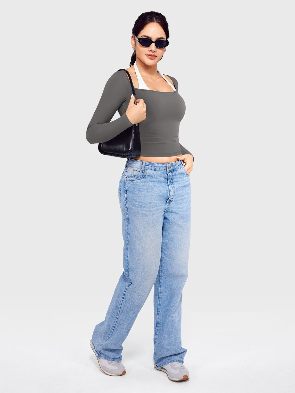 Top Ease de Manga Larga con Cuello Cuadrado