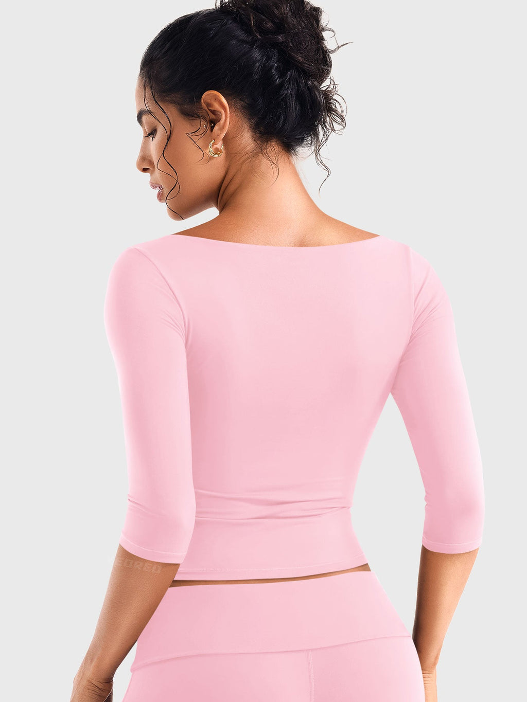 Top Ease de Manga 3/4 con Cuello Redondo Amplio