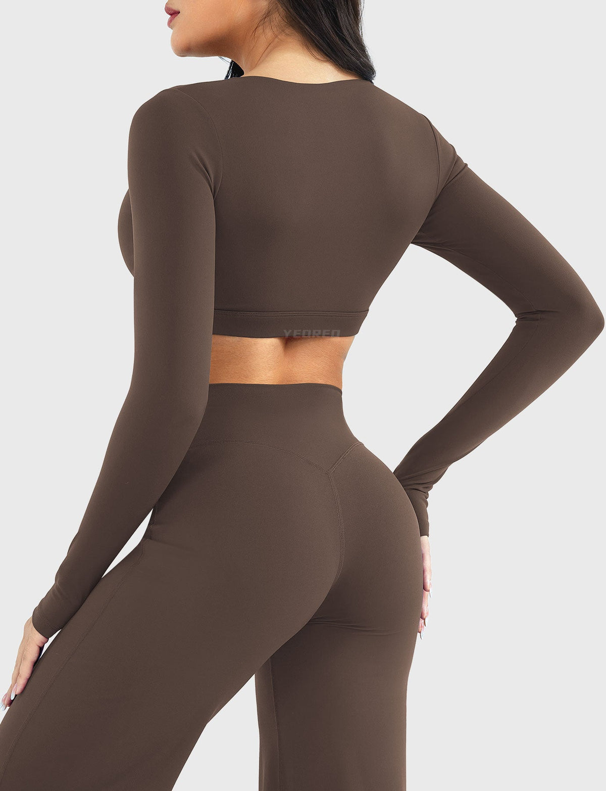 Top Corto CoreFlex de Manga Larga con Cuello en V
