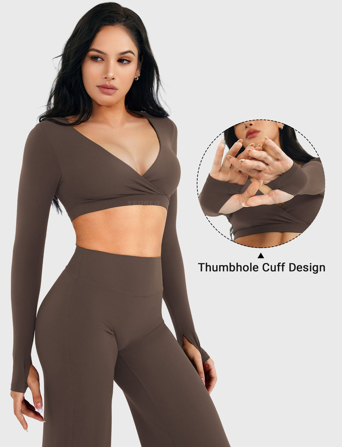 Top Corto CoreFlex de Manga Larga con Cuello en V