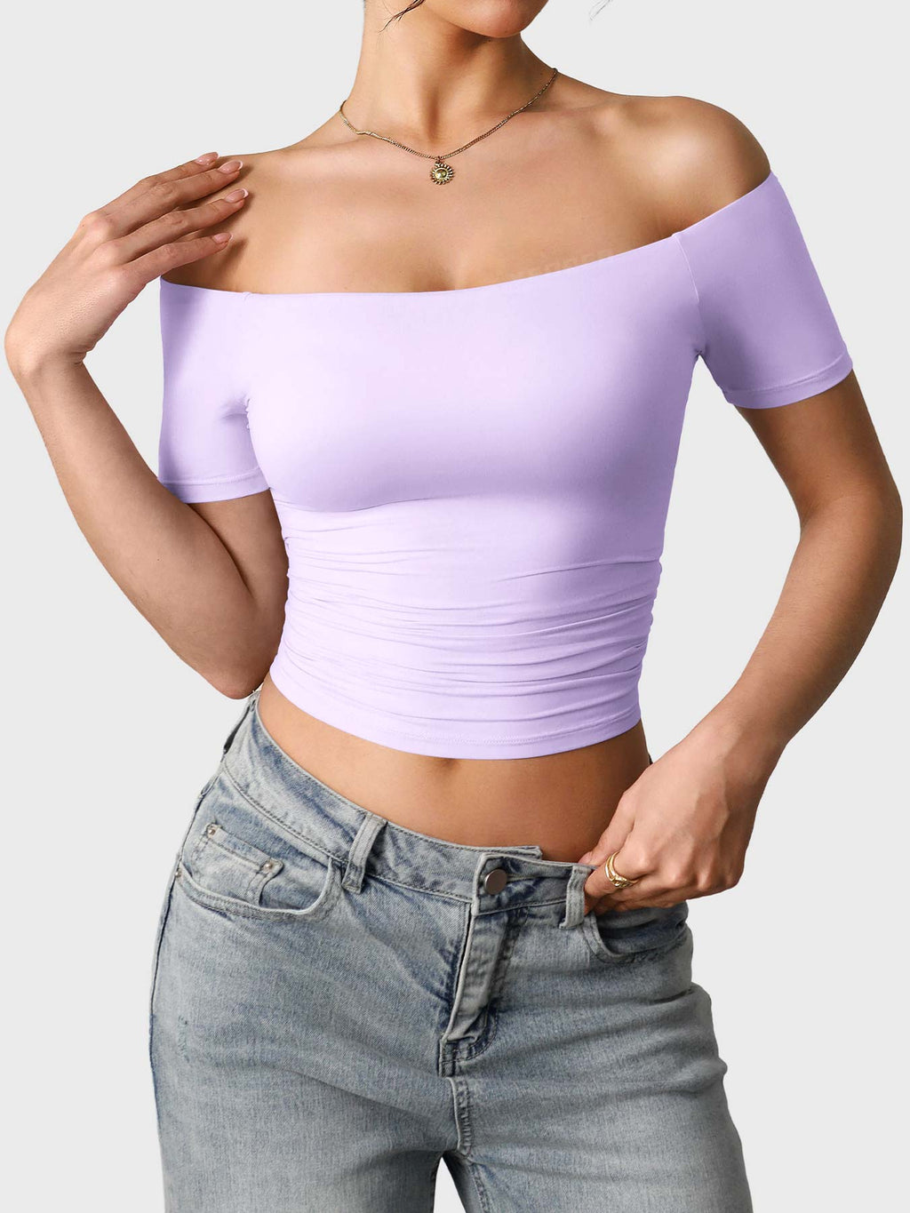 Top Ease de Hombros Descubiertos y Manga Corta