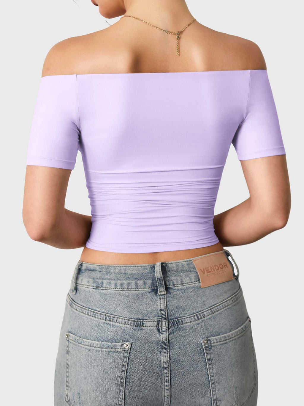 Top Ease de Hombros Descubiertos y Manga Corta
