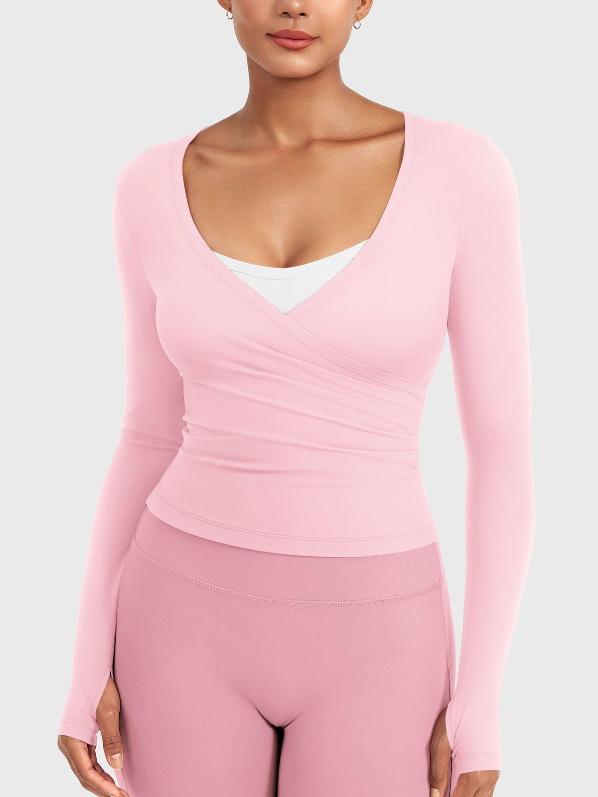 Top Ease de Manga Larga con Cuello en V