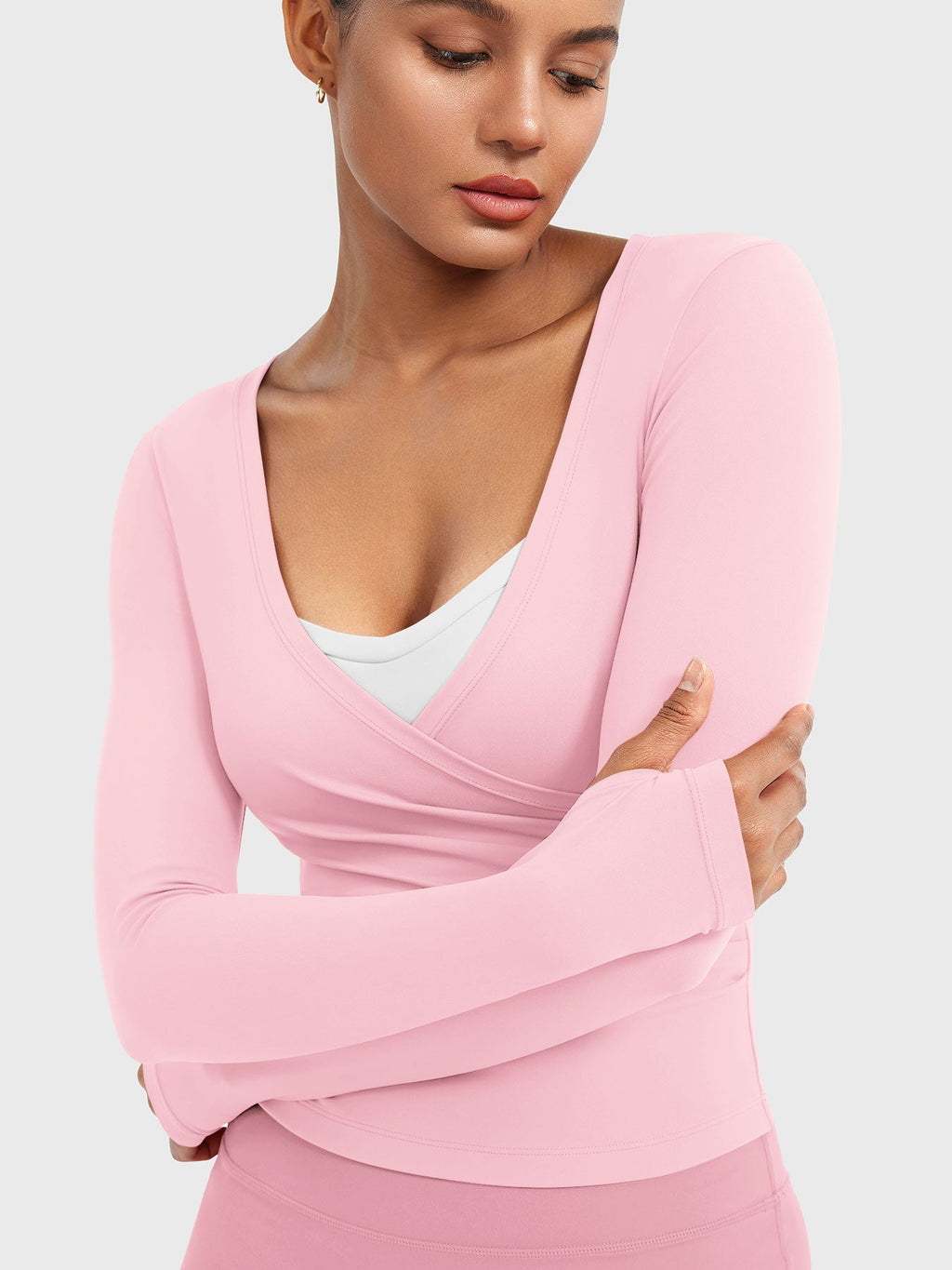 Top Ease de Manga Larga con Cuello en V