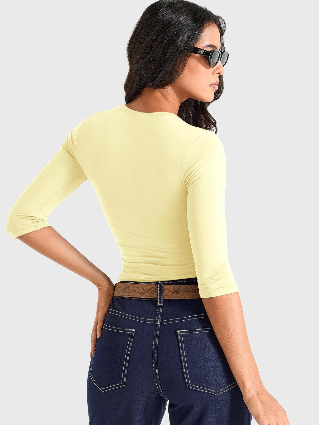 Top Ease de Cuello Redondo y Manga 3/4