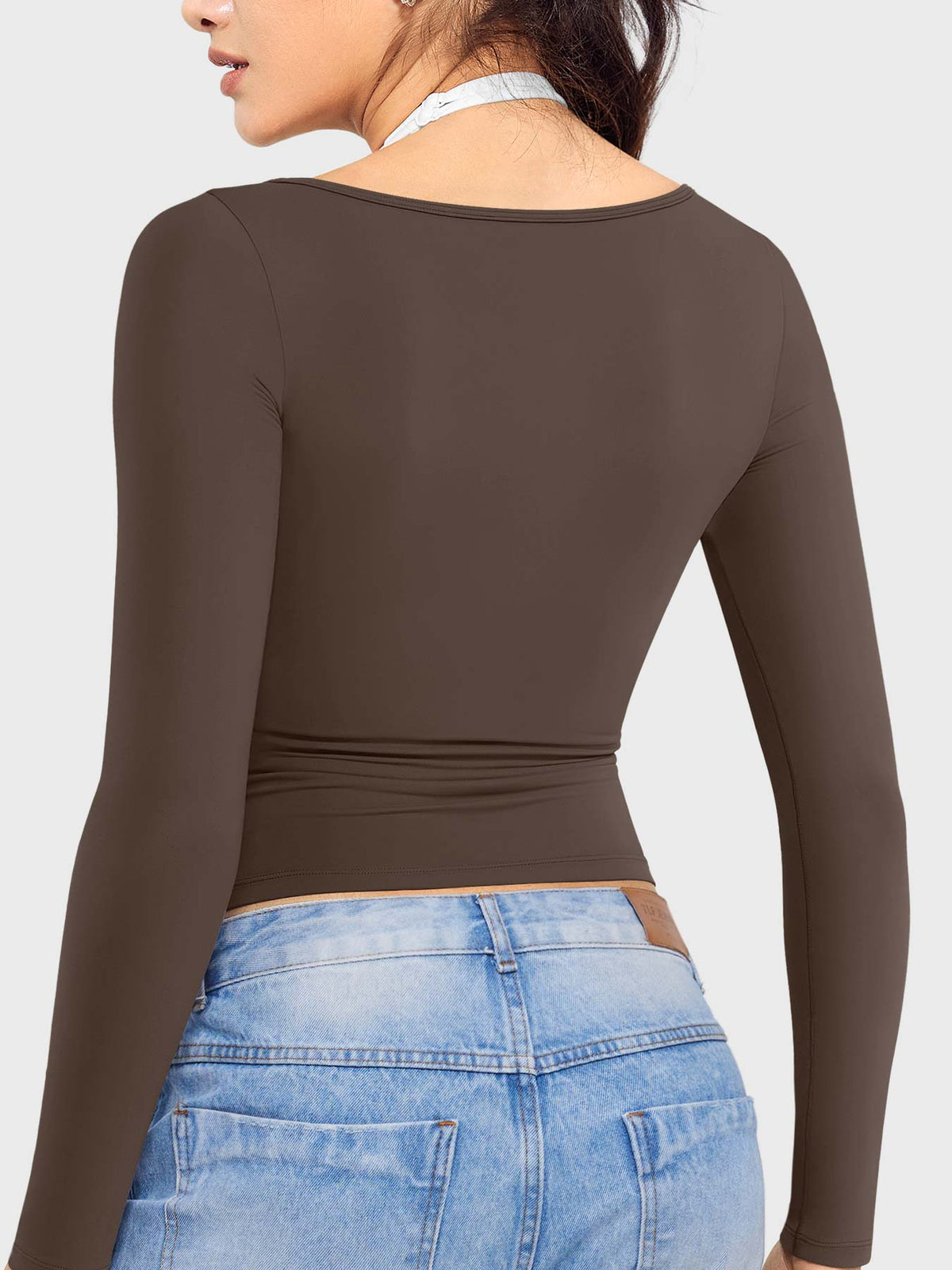 Top Ease de Manga Larga con Cuello Cuadrado
