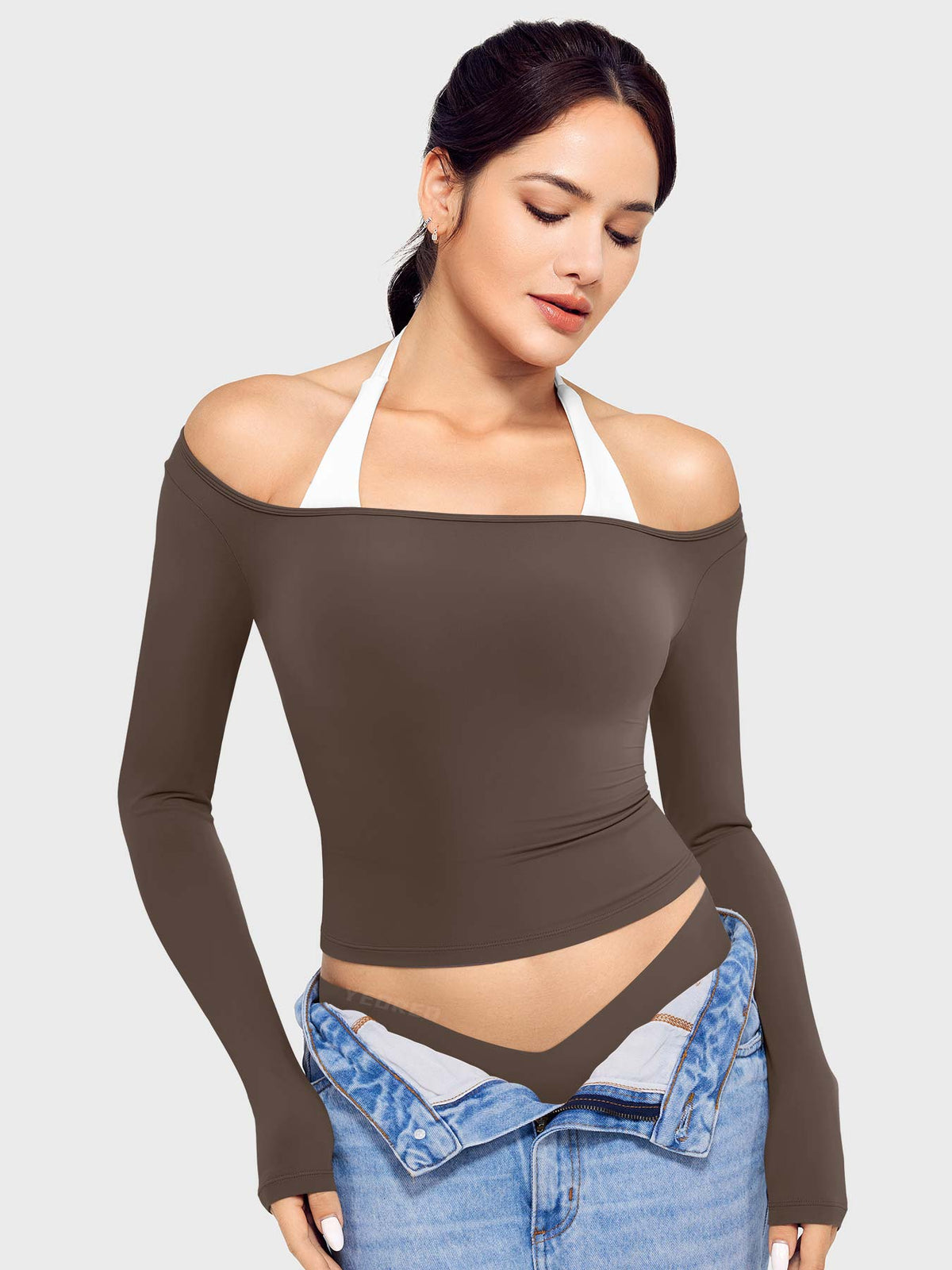 Top Ease de Manga Larga con Cuello Cuadrado