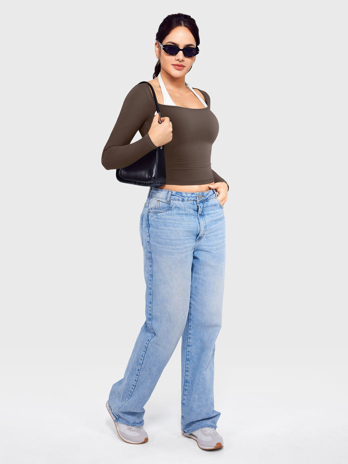 Top Ease de Manga Larga con Cuello Cuadrado