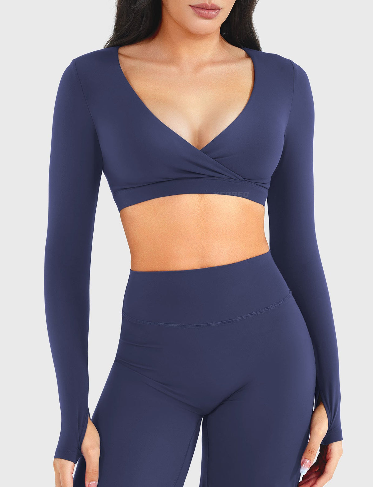 Top Corto CoreFlex de Manga Larga con Cuello en V
