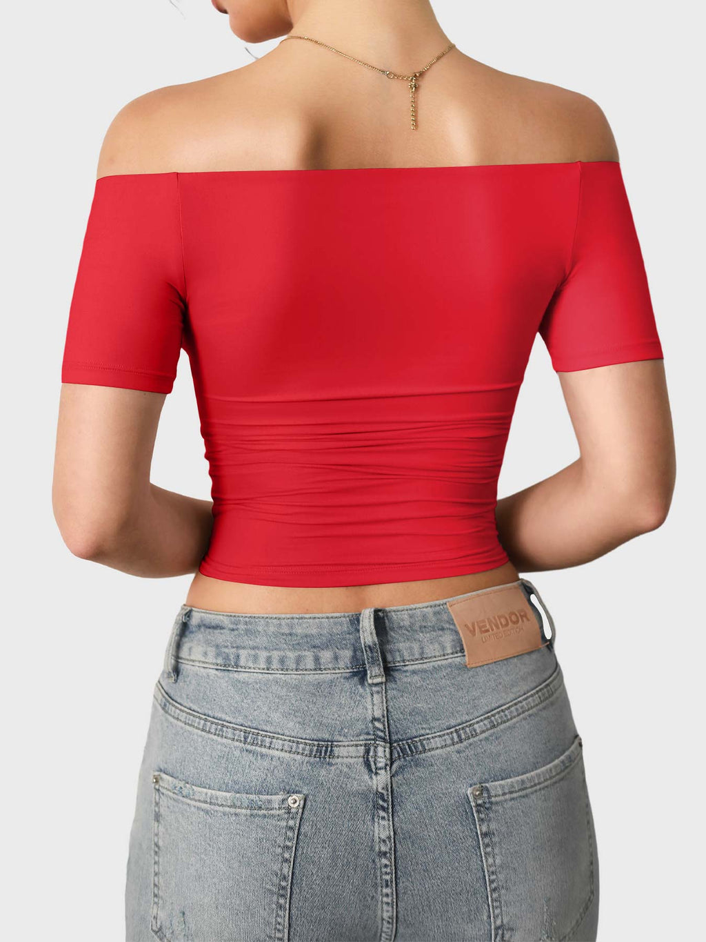 Top Ease de Hombros Descubiertos y Manga Corta