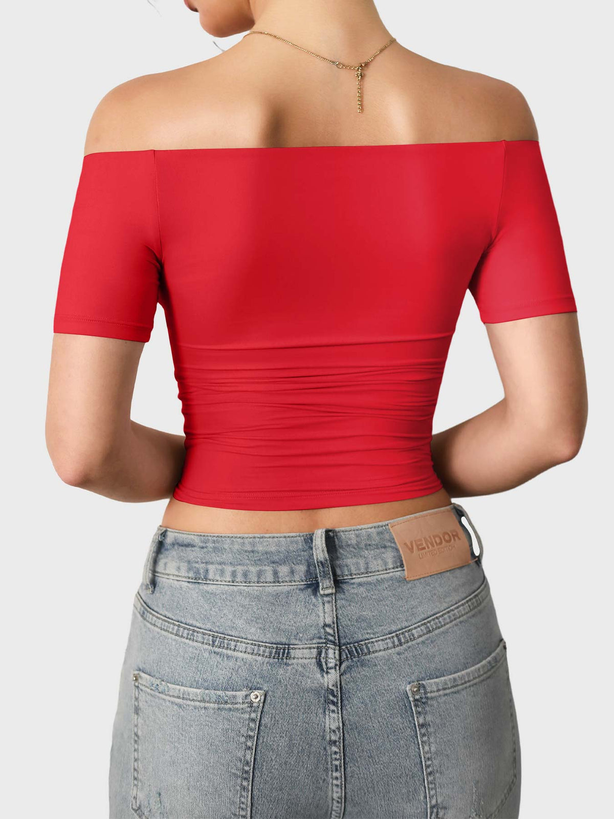 Top Ease de Hombros Descubiertos y Manga Corta