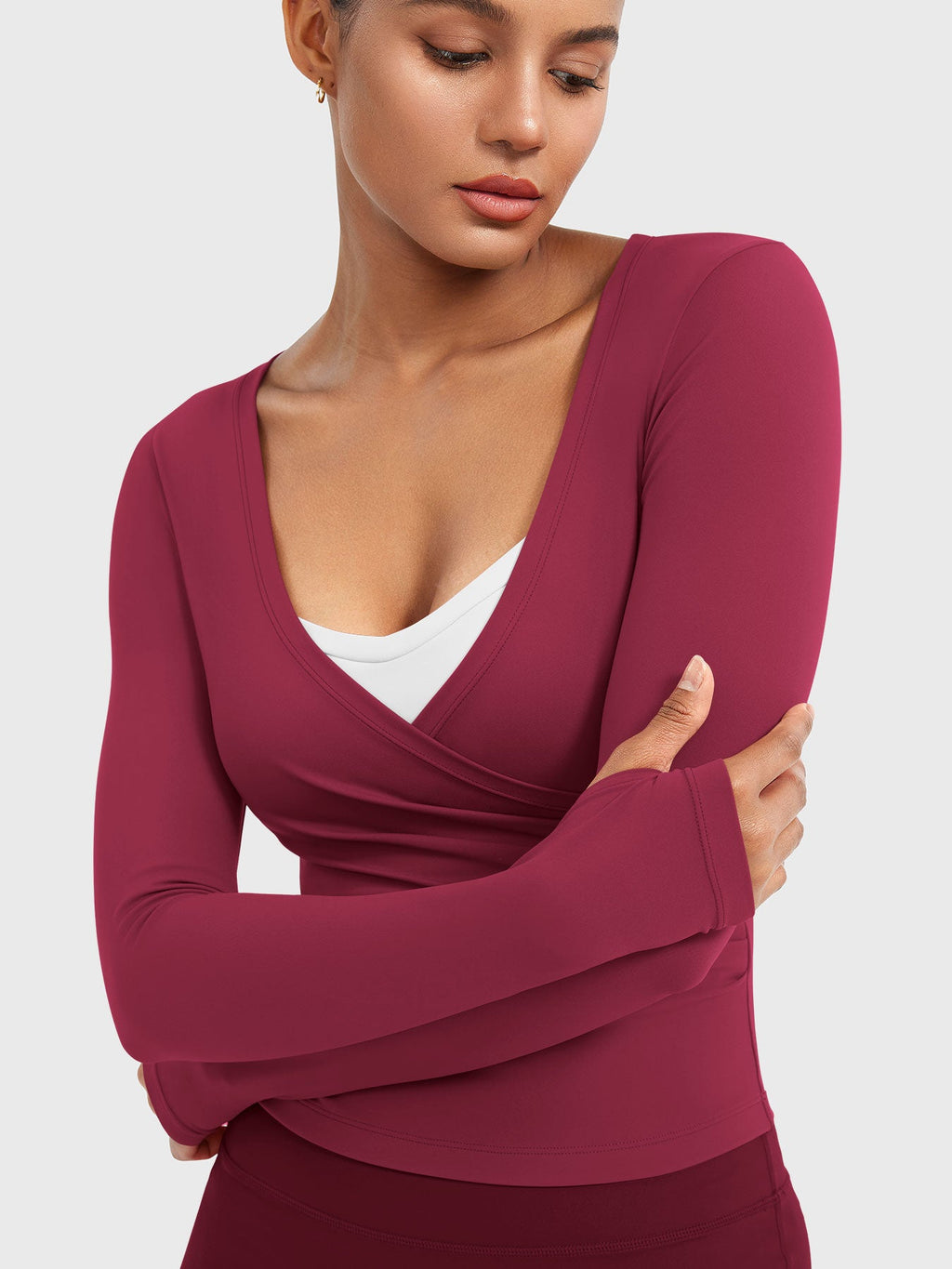 Top Ease de Manga Larga con Cuello en V
