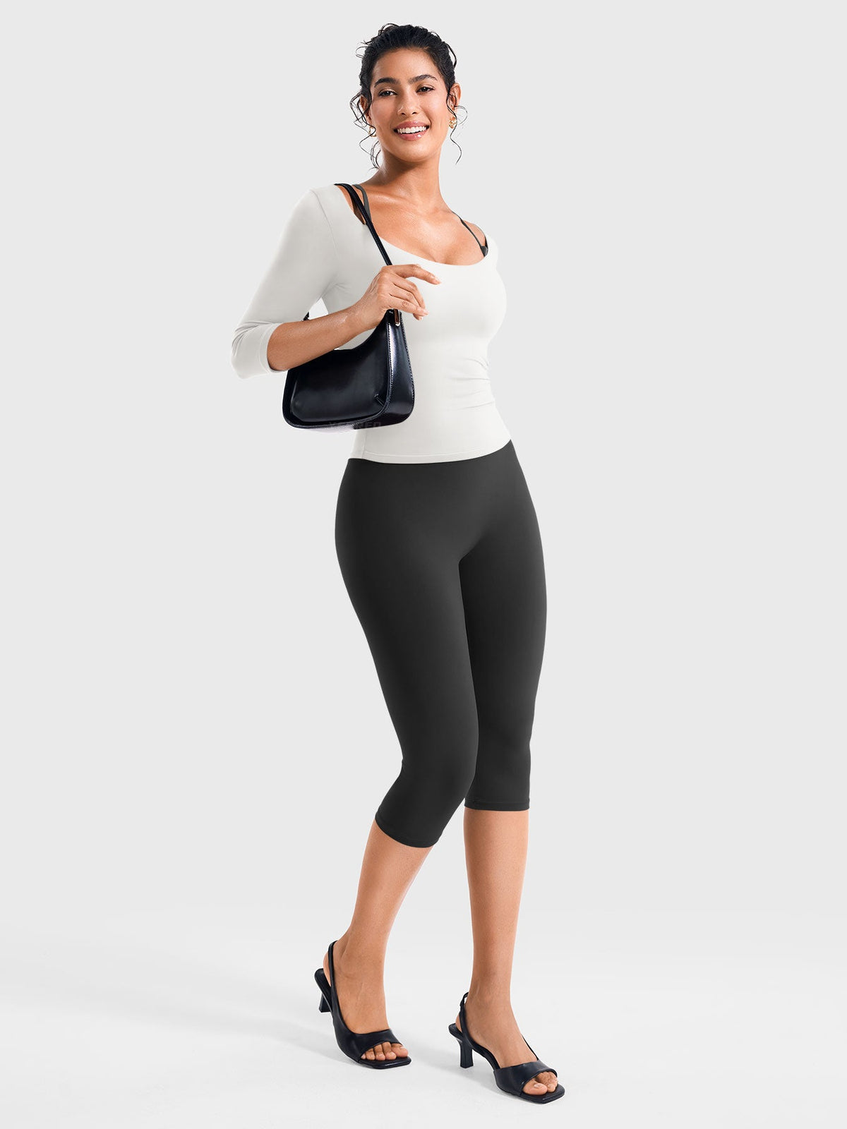 Top Ease de Manga 3/4 con Cuello Redondo Amplio