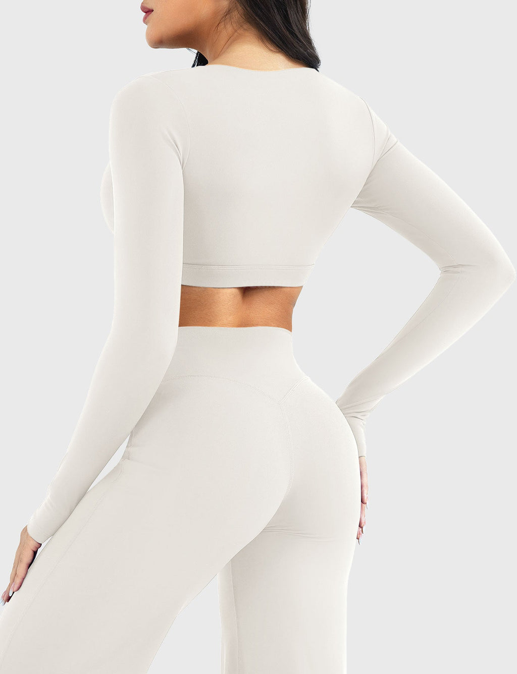 Top Corto CoreFlex de Manga Larga con Cuello en V