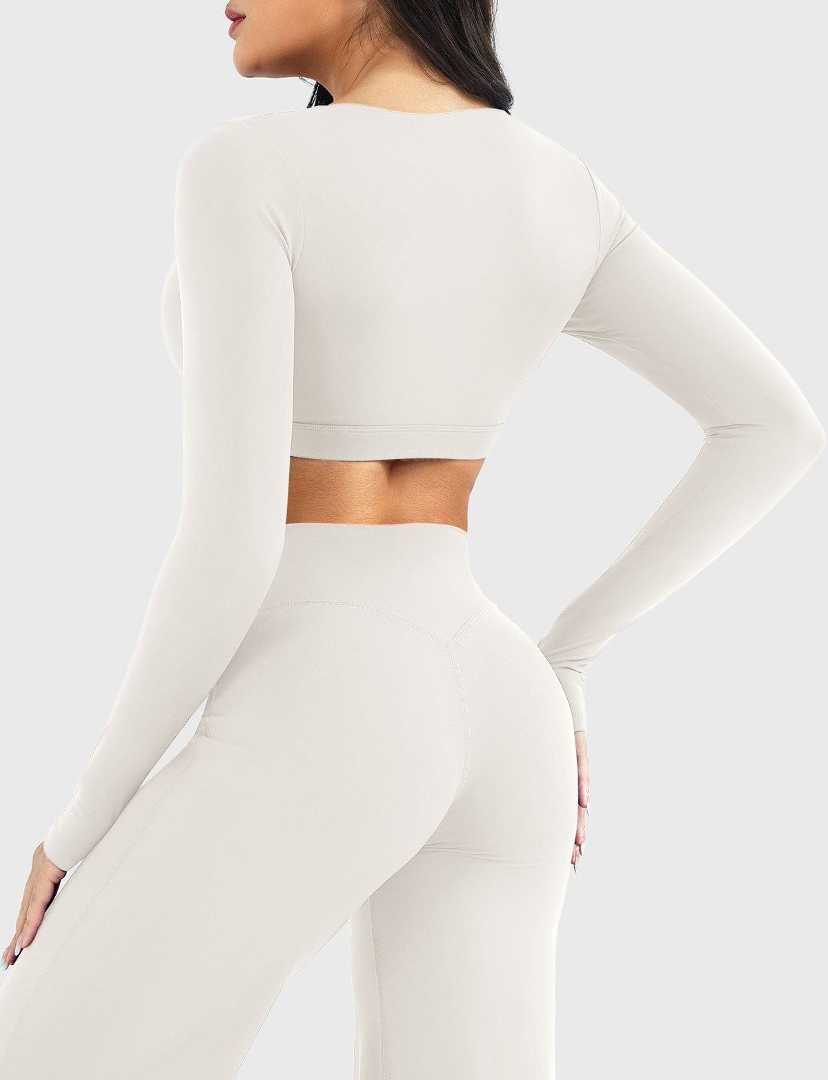 Top Corto CoreFlex de Manga Larga con Cuello en V
