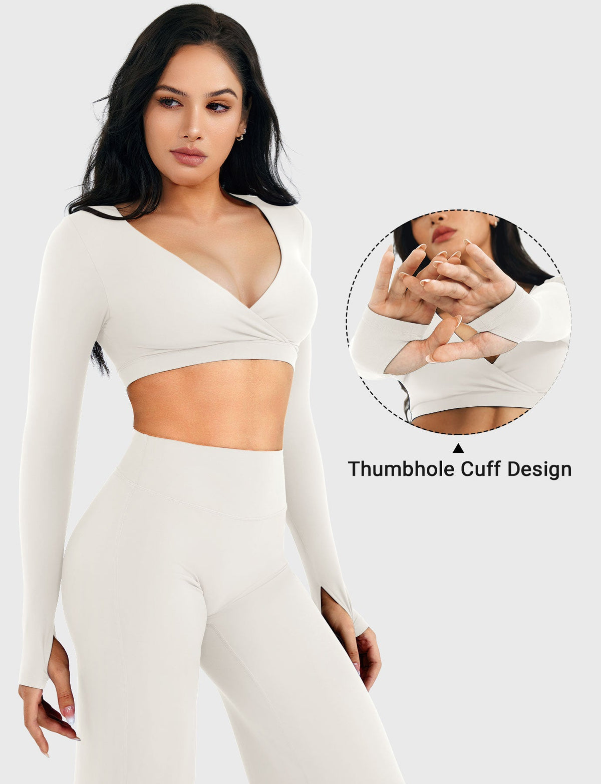 Top Corto CoreFlex de Manga Larga con Cuello en V