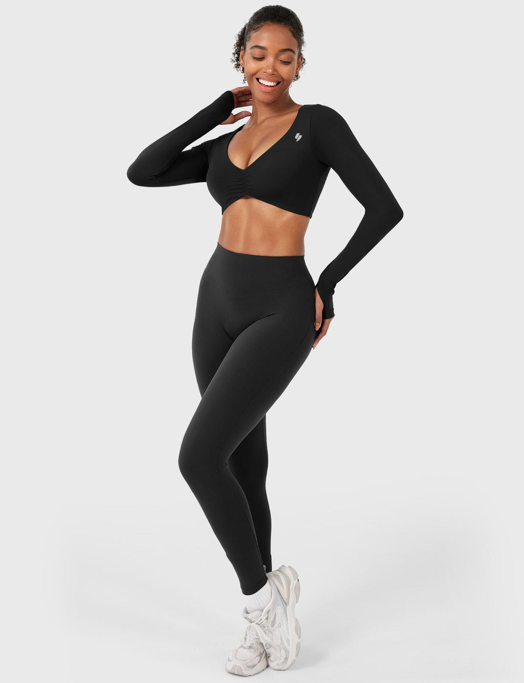 Top CoreFlex Fruncido de Manga Larga