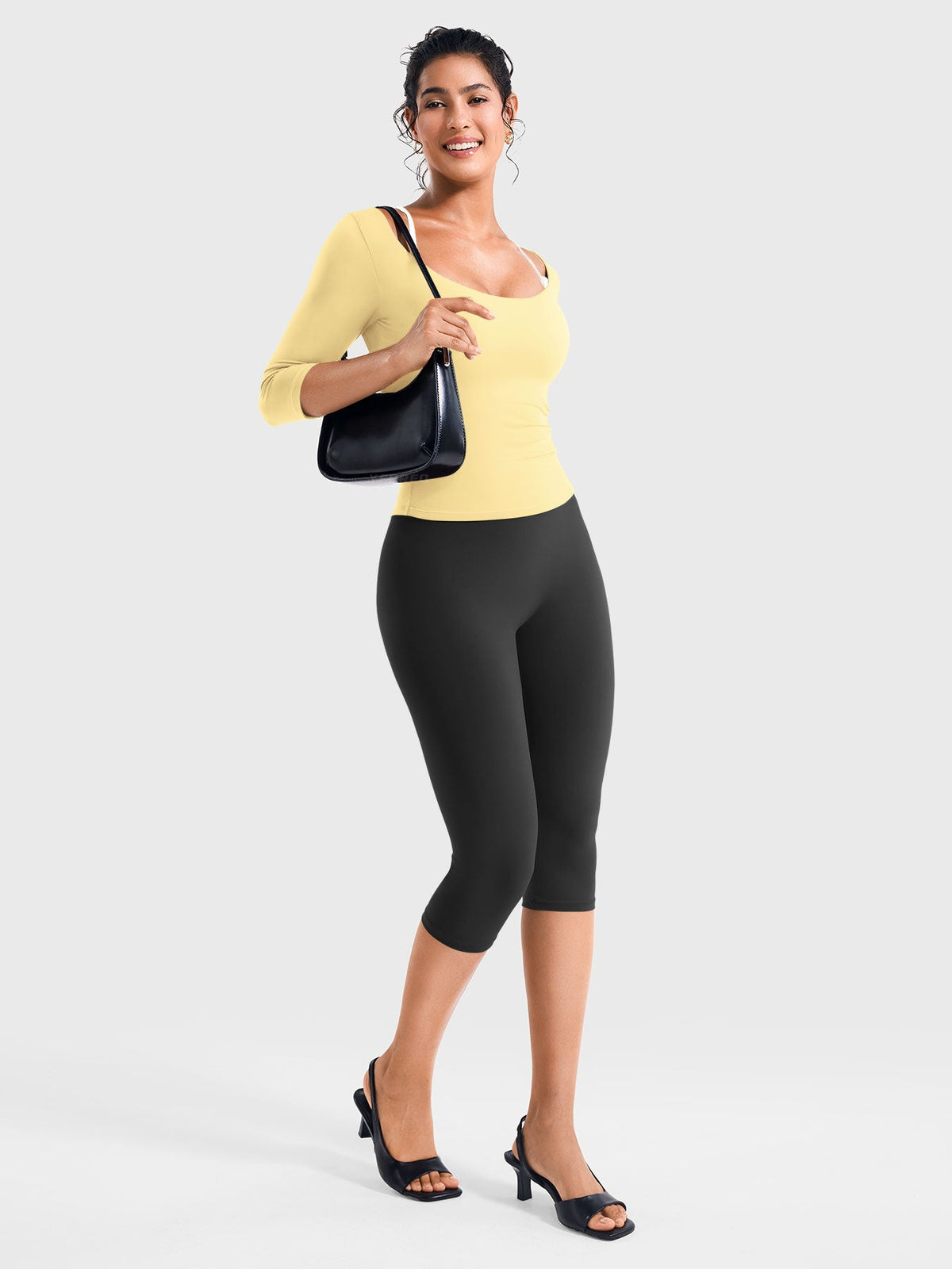 Top Ease de Manga 3/4 con Cuello Redondo Amplio