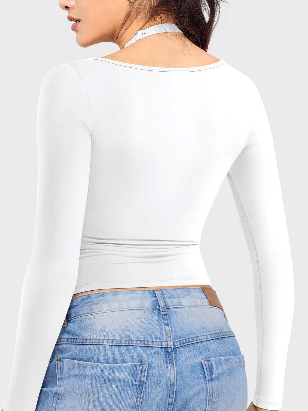 Top Ease de Manga Larga con Cuello Cuadrado
