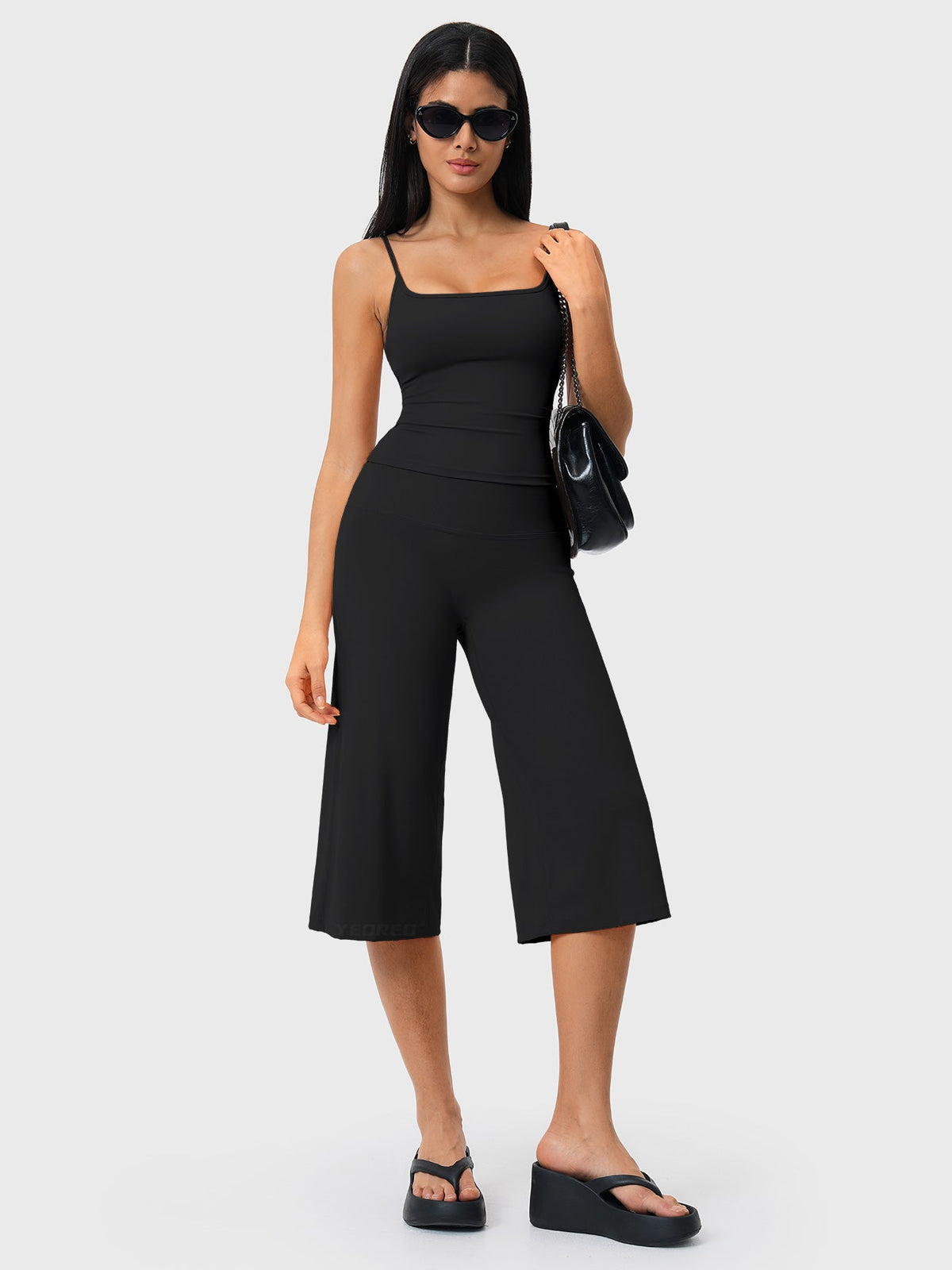 Pantalones Capri SoftHue de Pierna Ancha de 21" de Tiro Bajo