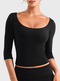 Top Ease de Manga 3/4 con Cuello Redondo Amplio