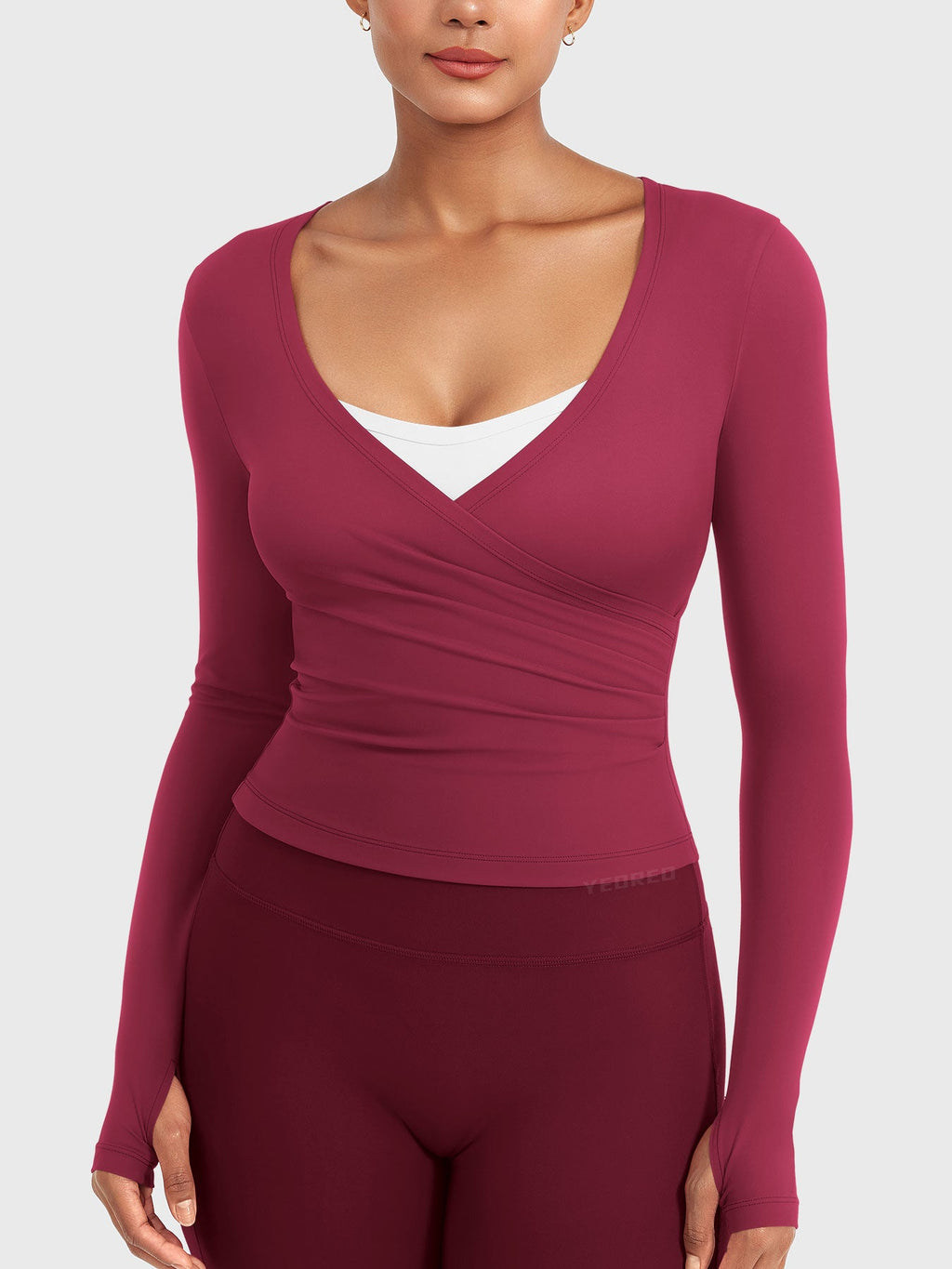 Top Ease de Manga Larga con Cuello en V